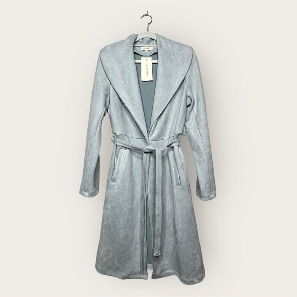 NWT | Solitaire | Velour Belted Jacket | Gray | Medium